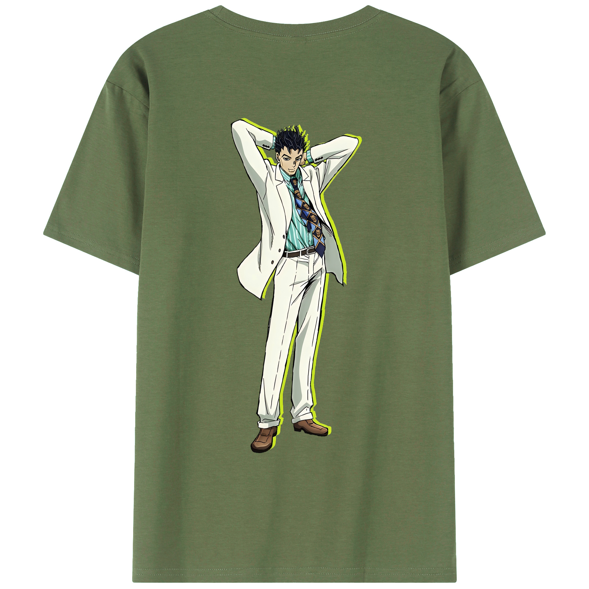 （画像用） ジョジョの奇妙な冒険 きら よしかげ JoJo's Bizarre Adventure Kira Yoshikage 綿100％ メンズ半袖Tシャツ（バックプリント） 通気性